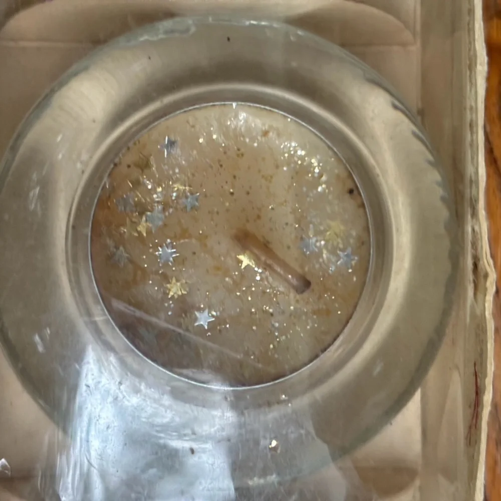 Pier 1 Tea Light Candle Holder Set 3 Vanilla Glitter New in Box
